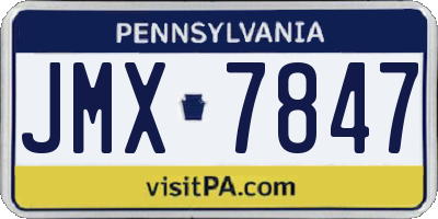 PA license plate JMX7847