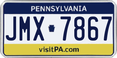 PA license plate JMX7867
