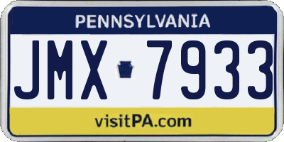 PA license plate JMX7933
