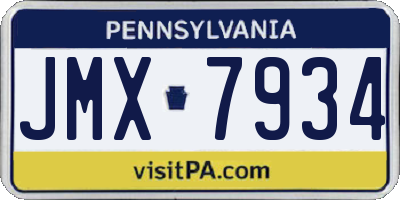 PA license plate JMX7934