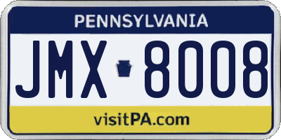 PA license plate JMX8008