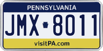 PA license plate JMX8011
