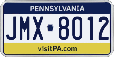 PA license plate JMX8012