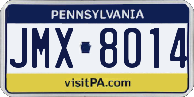 PA license plate JMX8014
