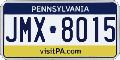 PA license plate JMX8015