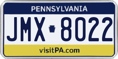 PA license plate JMX8022