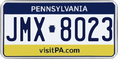 PA license plate JMX8023