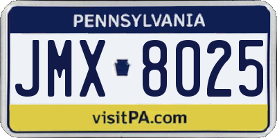 PA license plate JMX8025