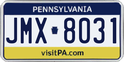 PA license plate JMX8031