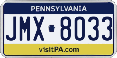 PA license plate JMX8033