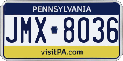 PA license plate JMX8036