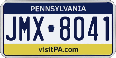 PA license plate JMX8041