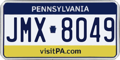 PA license plate JMX8049