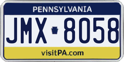 PA license plate JMX8058