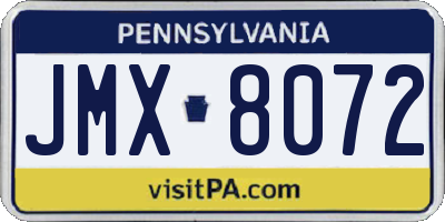 PA license plate JMX8072
