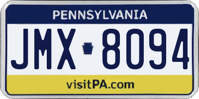 PA license plate JMX8094