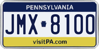 PA license plate JMX8100