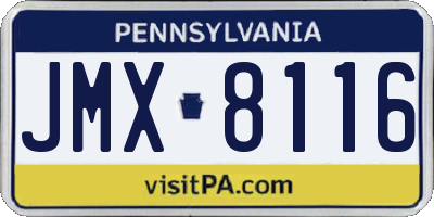 PA license plate JMX8116