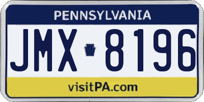 PA license plate JMX8196