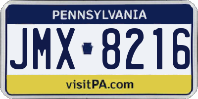 PA license plate JMX8216