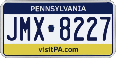 PA license plate JMX8227