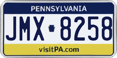 PA license plate JMX8258