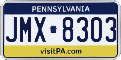 PA license plate JMX8303
