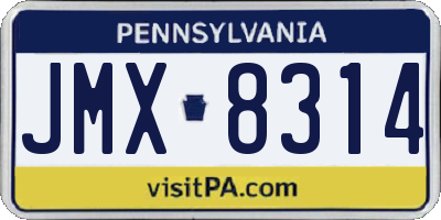 PA license plate JMX8314