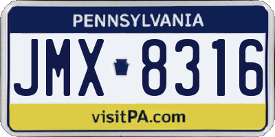 PA license plate JMX8316
