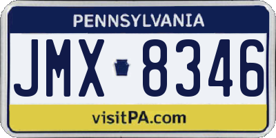 PA license plate JMX8346