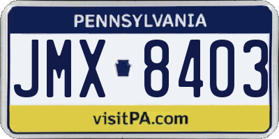 PA license plate JMX8403