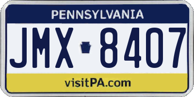 PA license plate JMX8407