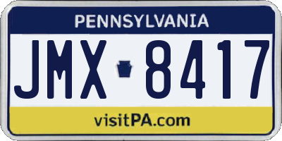 PA license plate JMX8417