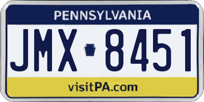 PA license plate JMX8451