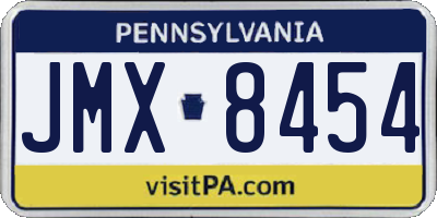 PA license plate JMX8454