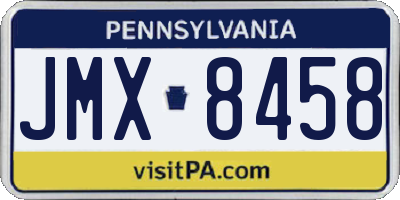 PA license plate JMX8458
