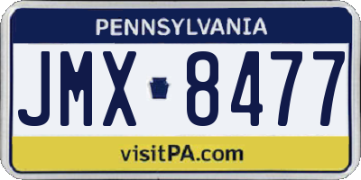 PA license plate JMX8477