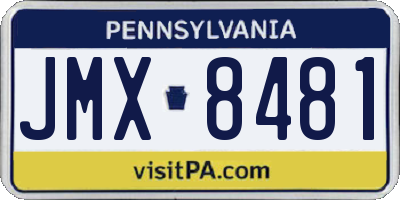 PA license plate JMX8481
