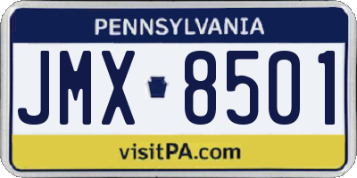 PA license plate JMX8501