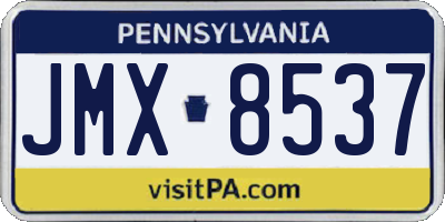 PA license plate JMX8537