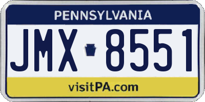 PA license plate JMX8551