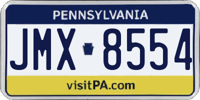 PA license plate JMX8554