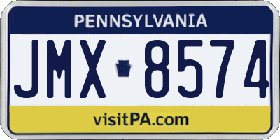 PA license plate JMX8574