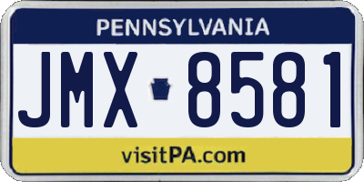 PA license plate JMX8581