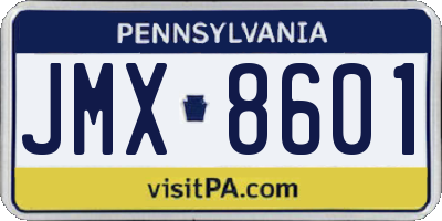 PA license plate JMX8601