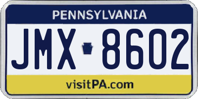 PA license plate JMX8602