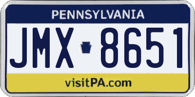 PA license plate JMX8651