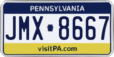 PA license plate JMX8667