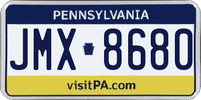 PA license plate JMX8680