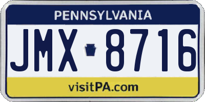 PA license plate JMX8716